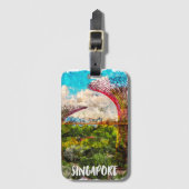 Stijlvolle Singapore Azië Waterverf reizen Bagagelabel (Voorkant (verticaal))