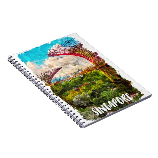 Stijlvolle Singapore Azië Waterverf reizen Notitieboek (Rechterzijde)