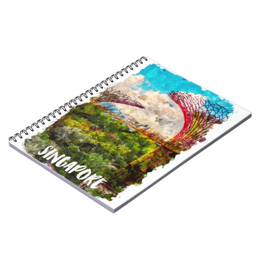 Stijlvolle Singapore Azië Waterverf reizen Notitieboek (Linkerzijde)