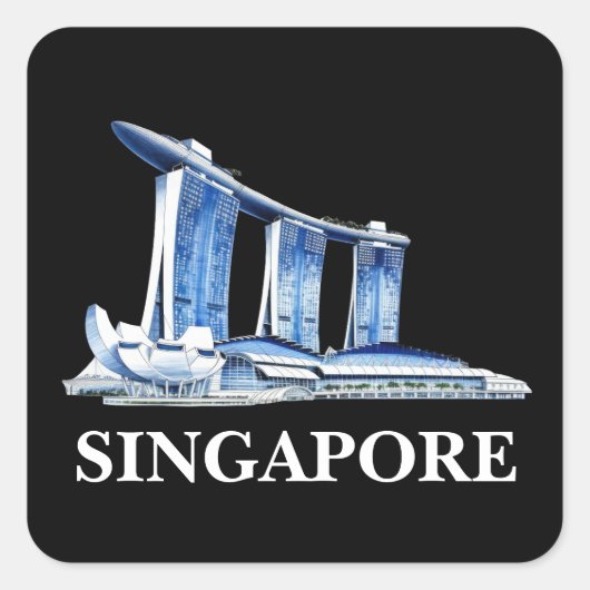 Stijlvolle Singapore Travel Vierkante Sticker (Voorkant)