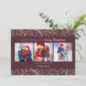 Stijlvolle sinus groene donkerrode bomen kerst feestdagenkaart (Staand voorkant)