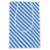 Stijlvolle Sjabloon Modern Blauwe Streepjes Medium Cadeauzakje (Voorkant)