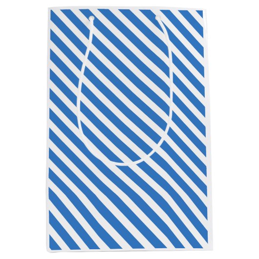 Stijlvolle Sjabloon Modern Blauwe Streepjes Medium Cadeauzakje (Voorkant)