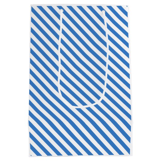 Stijlvolle Sjabloon Modern Blauwe Streepjes Medium Cadeauzakje (Achterkant)