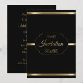 Stijlvolle Sjabloon voor zwarte en goudfeesten Kaart (Voorkant / Achterkant)