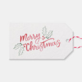 Stijlvolle slanke Waterverf prettige kerstfeestdag Cadeaulabel (Voorkant (Horizontaal))