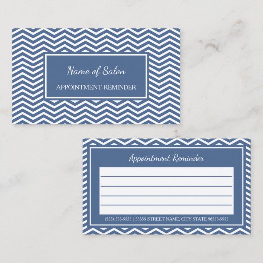 Stijlvolle Slate Blue Chevron Salon Afspraak Afsprakenkaartje (Voorkant / Achterkant)