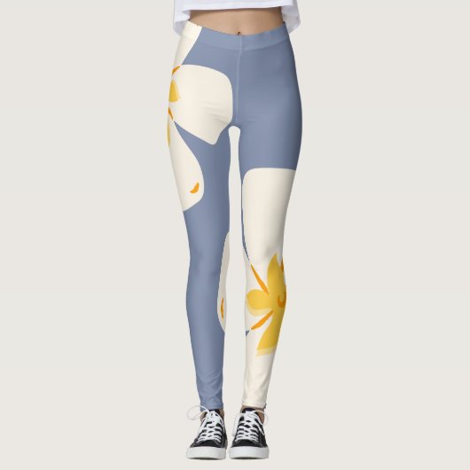 Stijlvolle Slate Grey Orchid Leggings (Voorkant)