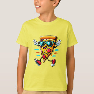 Stijlvolle smakelijke pizza slice karakter voegt e t-shirt