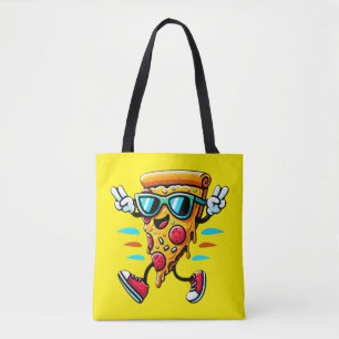 Stijlvolle smakelijke pizza slice karakter voegt e tote bag