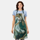 Stijlvolle smaragdgroene gouden accenten Naam & Mo Schort (Gedragen)