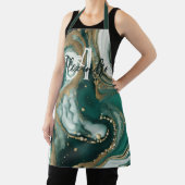 Stijlvolle Smaragdgroene Gouden Marmer Agate Monog Schort (Insitu)