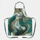 Stijlvolle Smaragdgroene Gouden Marmer Agate Monog Schort (Voorkant)