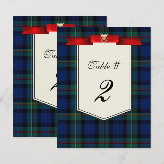 Stijlvolle Smith Tartan Schotse ruit Huwelijks Taf Kaart (Voorkant / Achterkant)