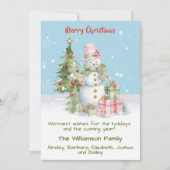 Stijlvolle Sneeuwman (Lady) Waterverf Kerstboom Feestdagenkaart (Voorkant)