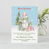 Stijlvolle Sneeuwman (Lady) Waterverf Kerstboom Feestdagenkaart (Staand voorkant)