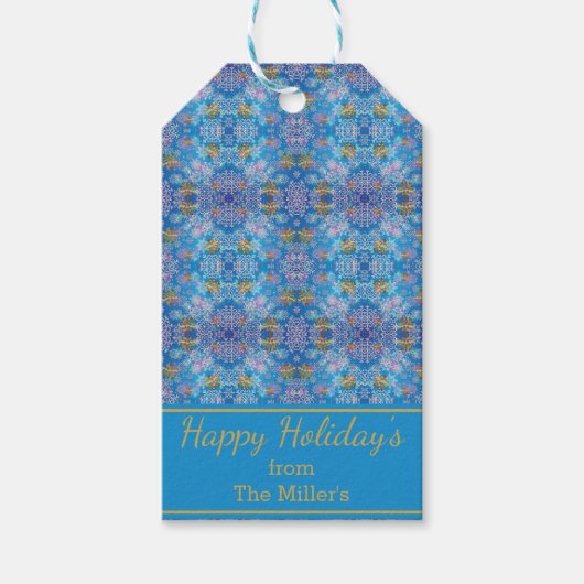 Stijlvolle sneeuwvlokken cadeaulabel (Voorkant)