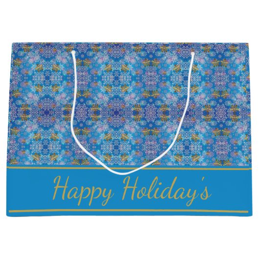 Stijlvolle sneeuwvlokken groot cadeauzakje (Voorkant)