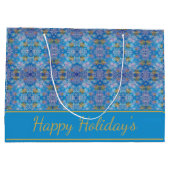 Stijlvolle sneeuwvlokken groot cadeauzakje (Achterkant)