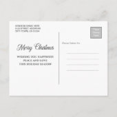 Stijlvolle sneeuwvlokken op Blue Merry-kerstfoto Briefkaart (Achterkant)