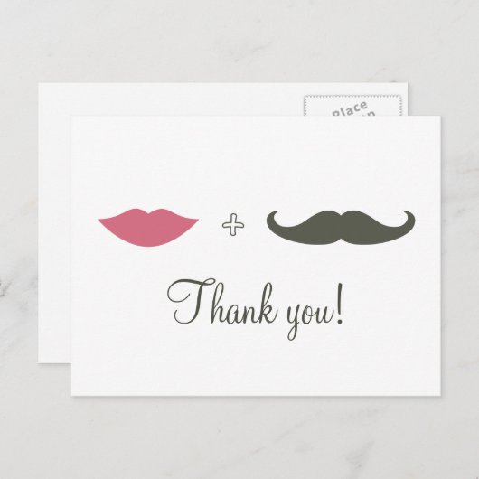 Stijlvolle snor en lippen Bedankt Briefkaart (Voorkant / Achterkant)