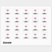 Stijlvolle snor en lippen Envelope Seal Vierkante Sticker (Vel)