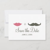 Stijlvolle Snor en Lippen Redden de Dag Save The Date (Voorkant)