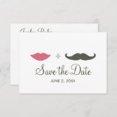 Stijlvolle Snor en Lippen Save the Date (Voorkant / Achterkant)