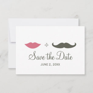 Stijlvolle snor en lips Bespaar de datum Save The Date