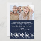 Stijlvolle Snowflakes Navy 2 Foto Familie Kerstmis Feestdagenkaart (Achterkant)