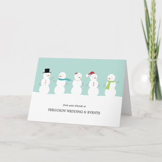 Stijlvolle Snowmen Business/Corporate Holiday Card Feestdagen Kaart (Voorkant)