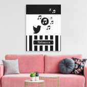 Stijlvolle Songbird Black White - Aangepaste strep Canvas Afdruk (Insitu (Woonkamer))