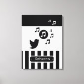 Stijlvolle Songbird Black White - Aangepaste strep Canvas Afdruk (Voorkant)