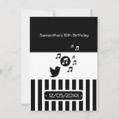 Stijlvolle Songbird Black White Stripes Birthday Kaart (Voorkant)