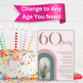 Stijlvolle Sophisticated Blush Pink Pauw Verjaarda Kaart