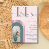 Stijlvolle Sophisticated Blush Pink Pauw Verjaarda Kaart