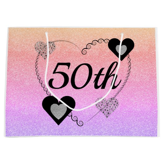 Stijlvolle speciale verjaardagskaarttas 50e groot cadeauzakje (Voorkant)