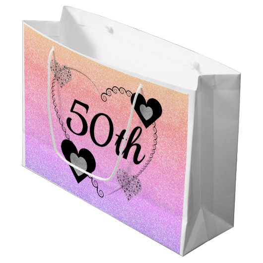 Stijlvolle speciale verjaardagskaarttas 50e groot cadeauzakje (Voorkant Gekanteld)