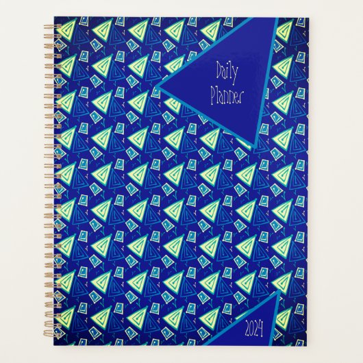 Stijlvolle, speelse blauwe en gele moderne vormgev planner (Voorkant)