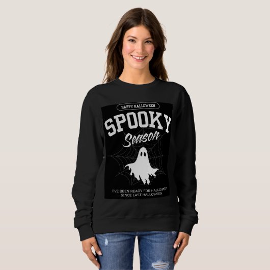 Stijlvolle Spooky Ghost Halloween Vrouwen Sweatshi Trui (Voorkant volledig)