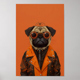 Stijlvolle Spooky Pug Poster