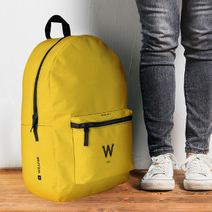 Stijlvolle Sportieve Gele School Monogram  Bedrukte Rugzak