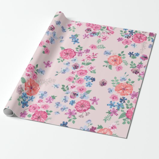 Stijlvolle Spring flowers. Seamless floral pattern Cadeaupapier (Uitgerold)