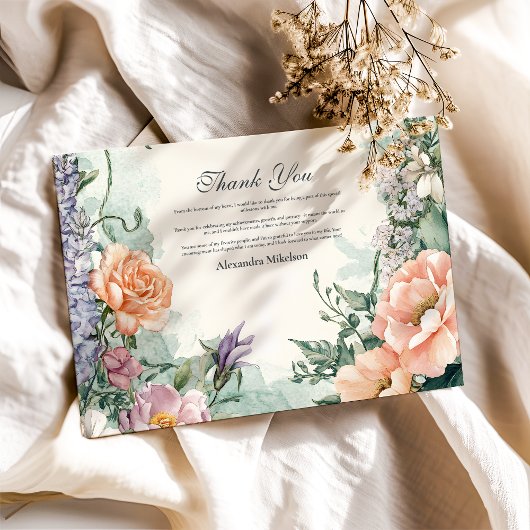 Stijlvolle Spring Wildflower Afstudeerfeest Bedankkaart