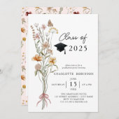 Stijlvolle Spring Wildflower Afstudeerfeest Kaart (Voorkant / Achterkant)