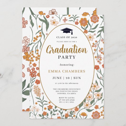 Stijlvolle Spring Wildflower Garden uitnodiging (Voorkant / Achterkant)