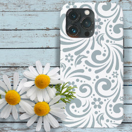 Stijlvolle Springtime Blauw en Wit Decoratief Case-Mate iPhone Case