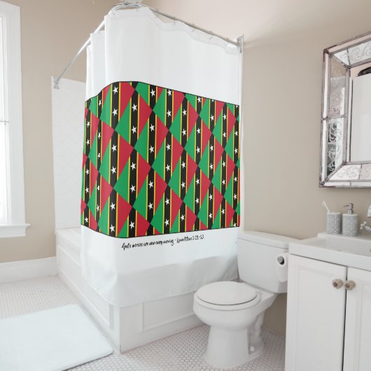 Stijlvolle ST KITTS & NEVIS God's genade Lam 3:23 Douchegordijn (In situ)