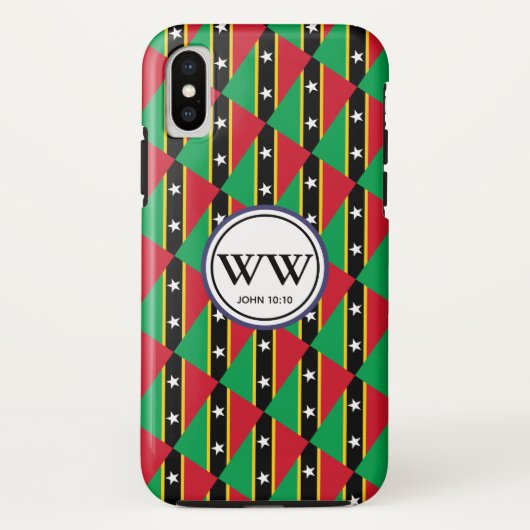 Stijlvolle ST KITTS & NEVIS Monogram Overvloedig L Case-Mate iPhone Case (Achterkant)
