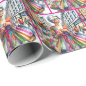 Stijlvolle stad Vrouw Shopper Cadeaupapier (Rol Hoek)